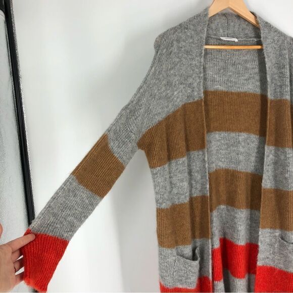 Sita Murt Alpaca Wool Blend Multi Stripe Cardigan Sweater Gray Orange Size 40 - Picture 8 of 10